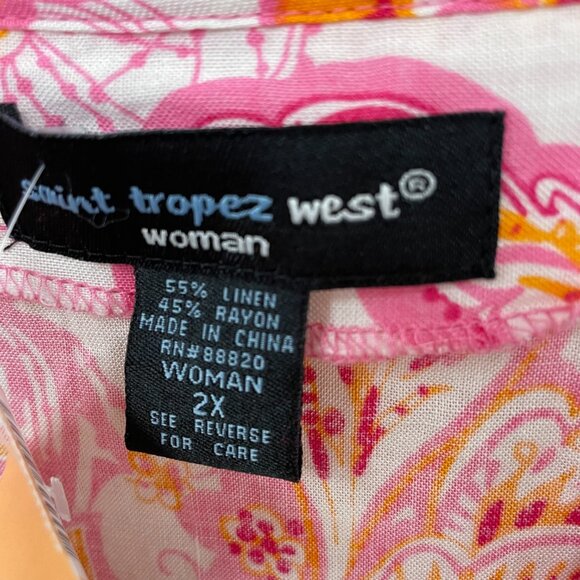 saint tropez west pink floral sequined top size 2X - Picture 2 of 4
